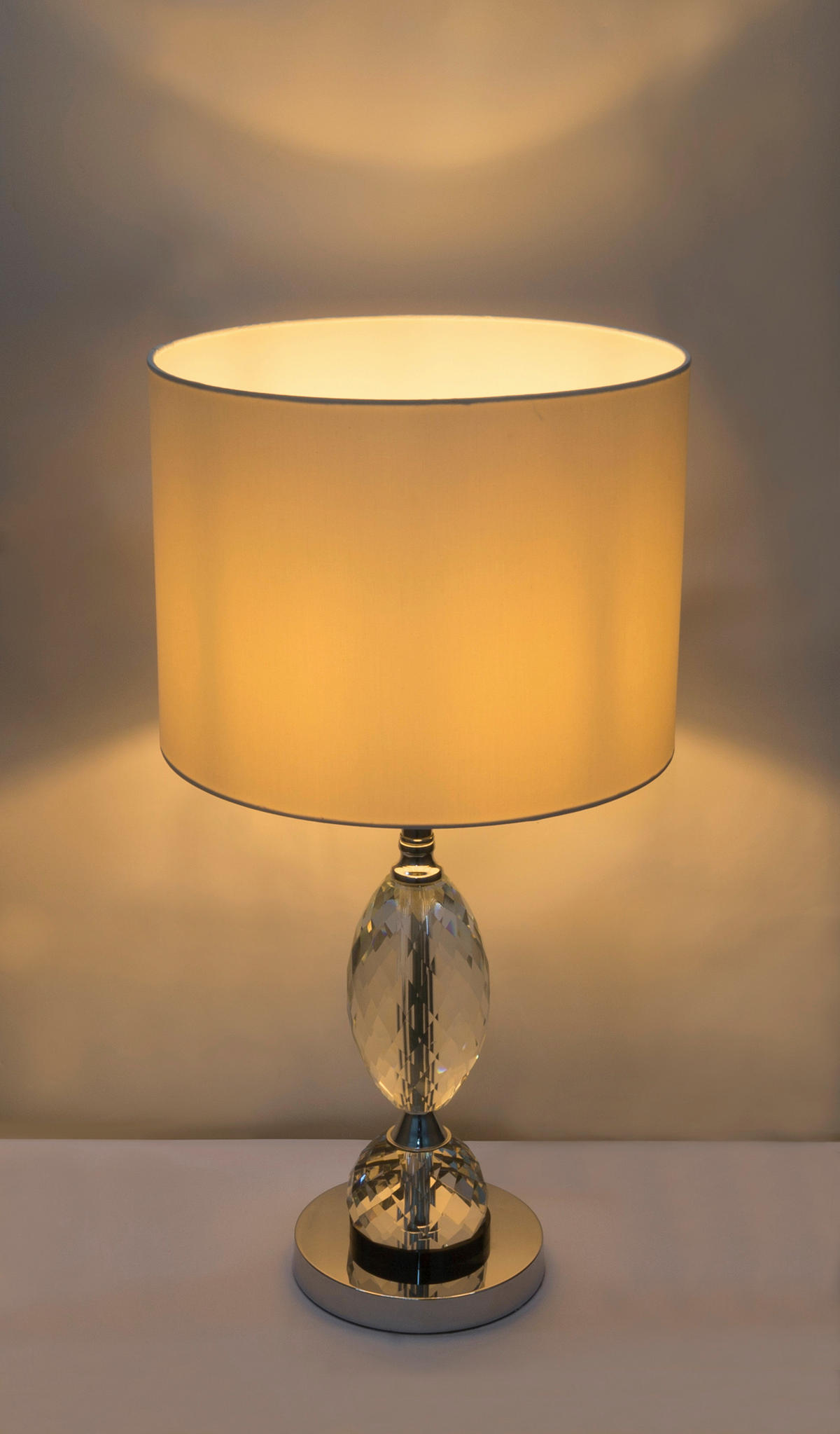 STOLNÍ LAMPA, E14, 21/47 cm  - bílá, Lifestyle, kov/textil (21/47cm)