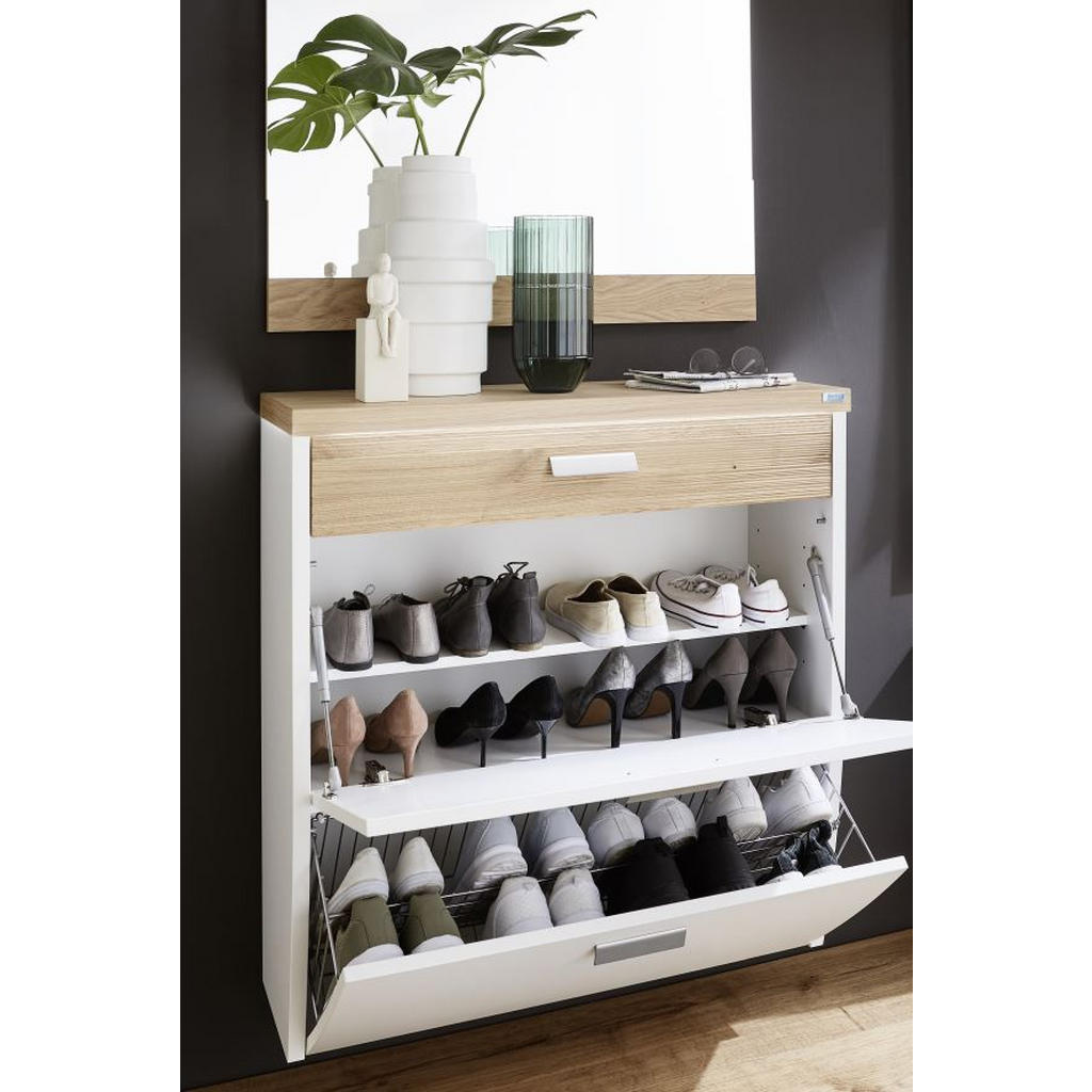 Thumbnail - Dieter Knoll Garderobe, Weiß, Eiche, Holz, Holzwerkstoff, 3-teilig, Wildeiche, furniert, 170x200x32 cm, Goldenes M, Made...