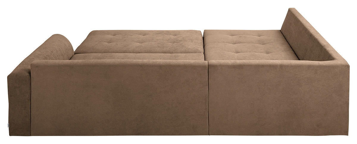 ECKSOFA inkl. Hocker Ariella Beige Mikrofaser  - Beige/Naturfarben, Design, Holz/Textil (161/231cm) - Livetastic
