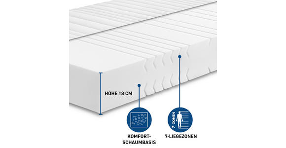 KOMFORTSCHAUMMATRATZE 100/200 cm Höhe ca. 18 cm  - Weiß, KONVENTIONELL, Textil (100/200cm) - Xora