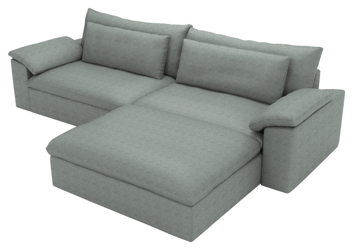 ECKSOFA  Chenille Grau  - Schwarz/Grau, Modern, Kunststoff/Textil (306/198cm) - Carryhome