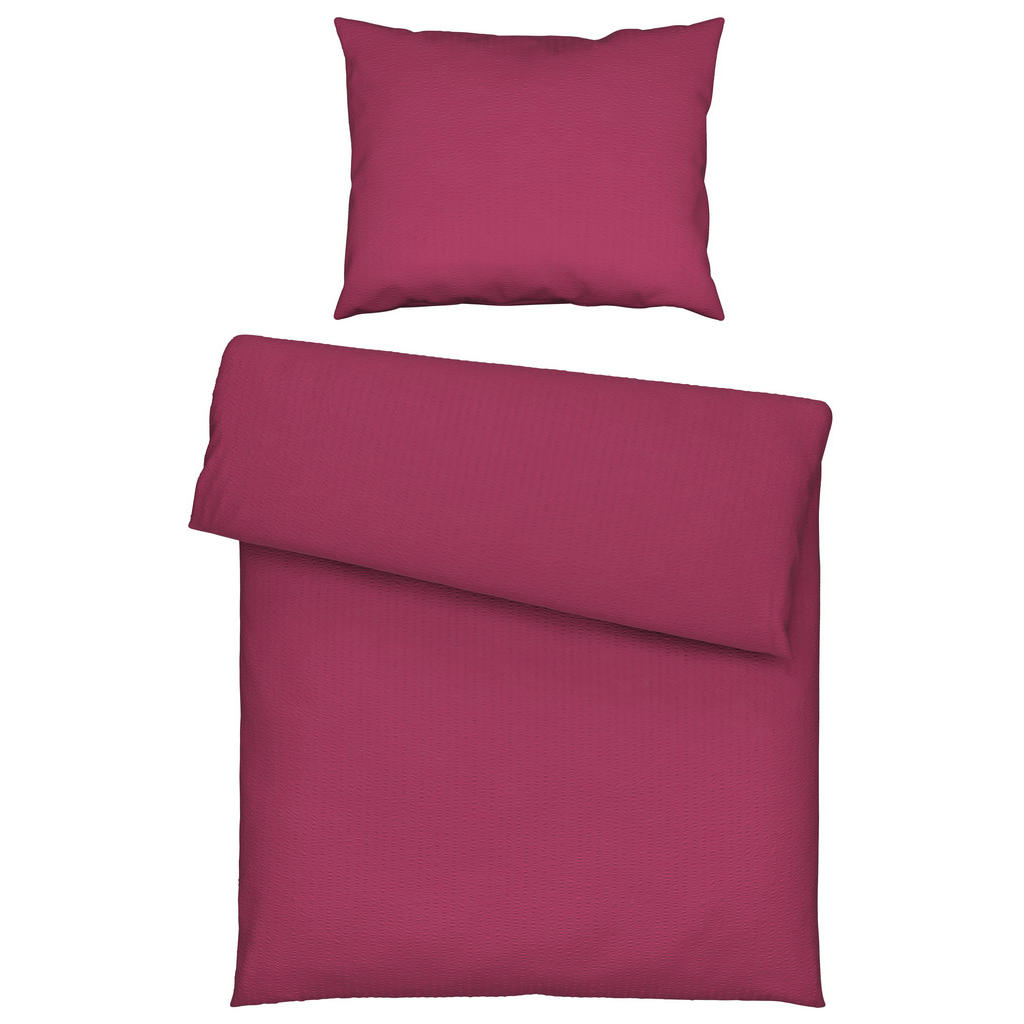 Seersucker Bettwäsche 140x200 cm Milena Baumwolle Beere