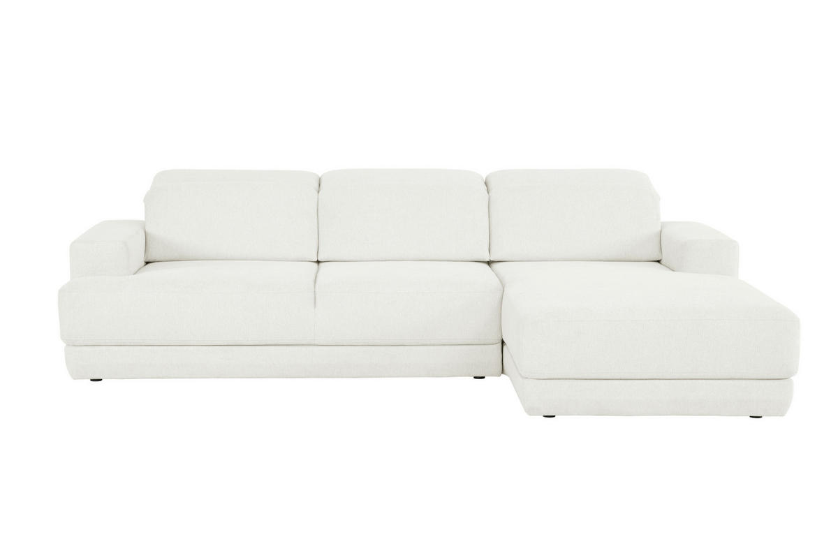 ECKSOFA in Webstoff Weiss  - Weiss/Schwarz, Design, Kunststoff/Textil (293/204cm) - MID.YOU