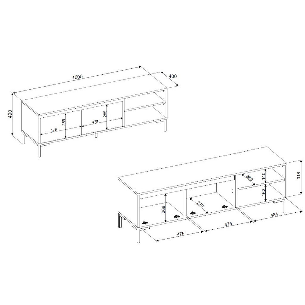 Thumbnail - Mid.you Tv-Element, Eiche Artisan, Holzwerkstoff, 150x49x40 cm, Kleinmöbel