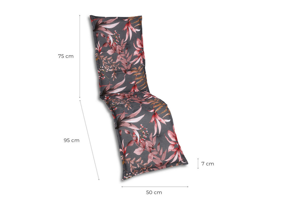 RELAXSESSELAUFLAGE Blätter  - Anthrazit/Braun, Basics, Textil (50/7/170cm)