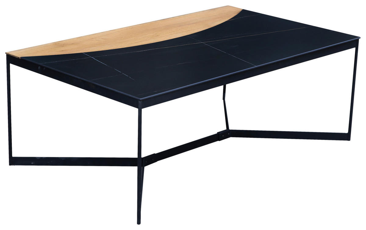TABLE BASSE in Holz, Metall, Keramik  - noir/couleur écru, Design, céramique/métal (110/40/65cm) - Livetastic