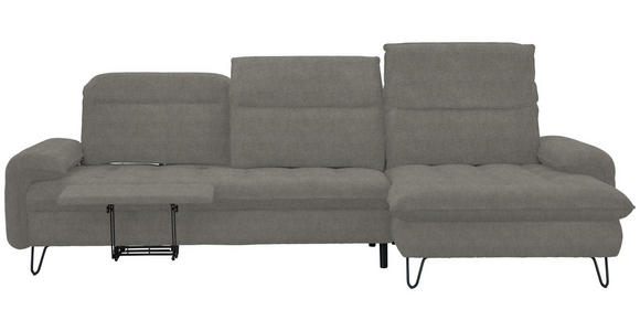 ECKSOFA in Webstoff Grau  - Schwarz/Grau, LIFESTYLE, Textil/Metall (310/180cm) - Valnatura