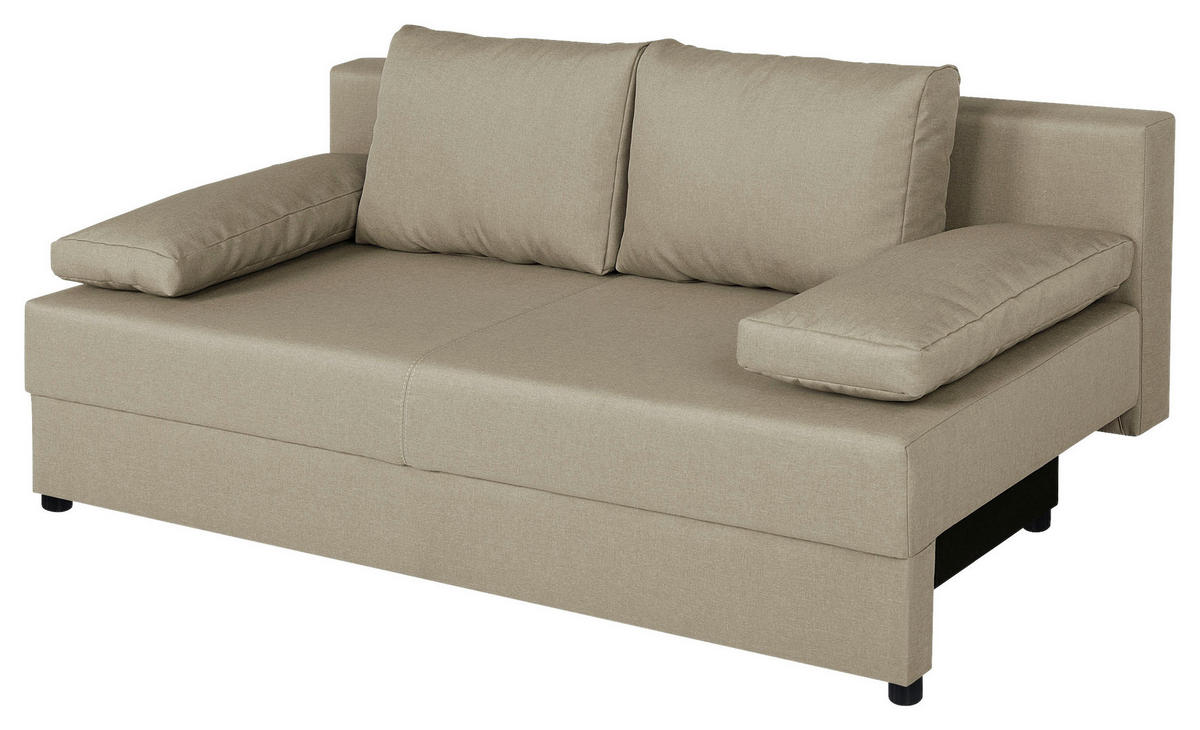 SCHLAFSOFA  mit Liegefunktion, Rücken echt Beige  - Beige/Schwarz, Design, Kunststoff/Textil (190/80/75cm) - P & B