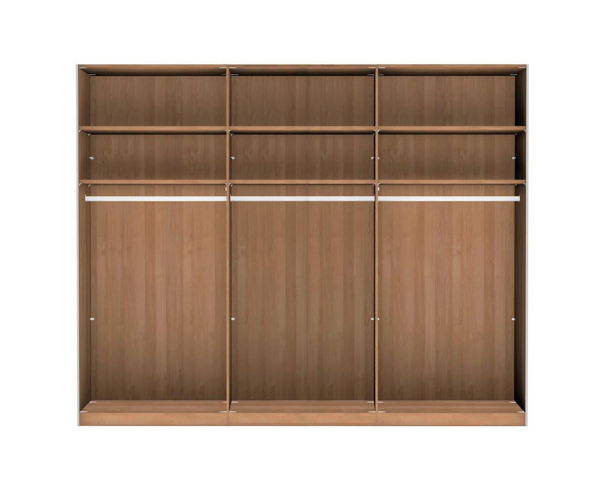 SCHWEBETÜRENSCHRANK  in Buchefarben, Champagner  - Champagner/Buchefarben, Natur, Glas/Holz (250/217/67cm) - Linea Natura