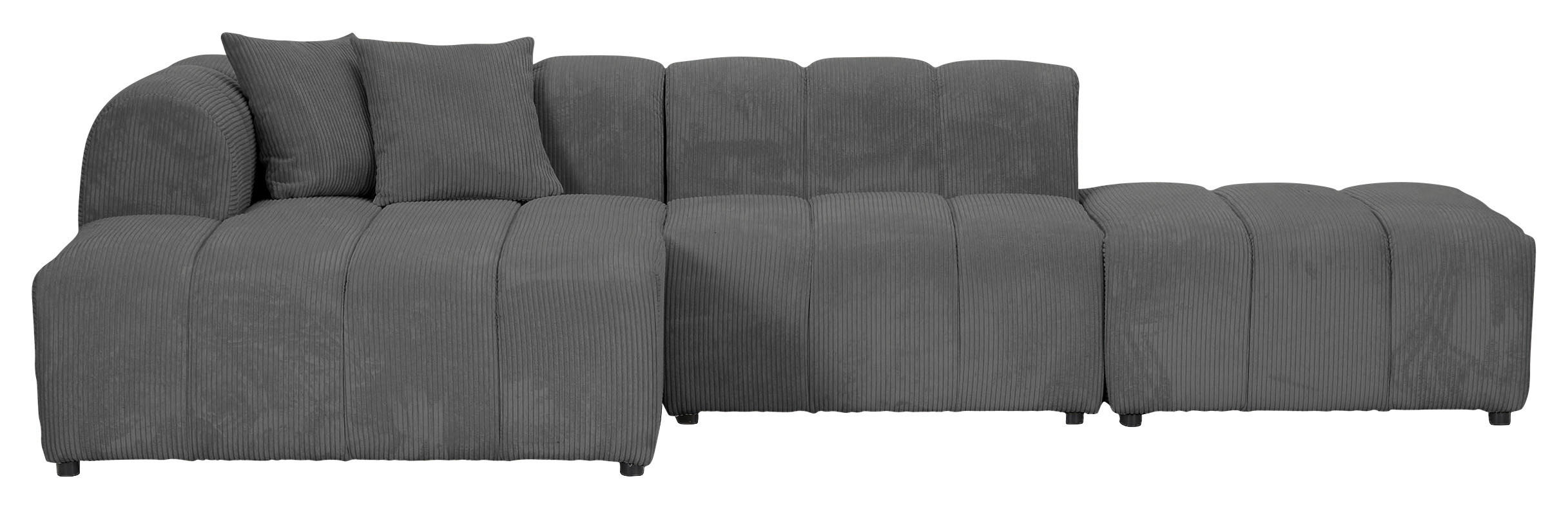 ECKSOFA Dunkelgrau Cord Zierkissen, Rücken echt  - Dunkelgrau/Schwarz, KONVENTIONELL, Kunststoff/Textil (162/313cm) - Carryhome