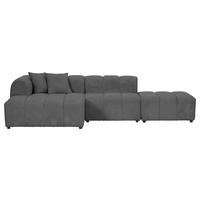 ECKSOFA Dunkelgrau Cord Zierkissen, Rücken echt  - Dunkelgrau/Schwarz, KONVENTIONELL, Kunststoff/Textil (162/313cm) - Carryhome
