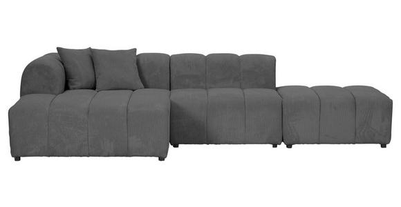 ECKSOFA Dunkelgrau Cord Zierkissen, Rücken echt  - Dunkelgrau/Schwarz, KONVENTIONELL, Kunststoff/Textil (162/313cm) - Carryhome