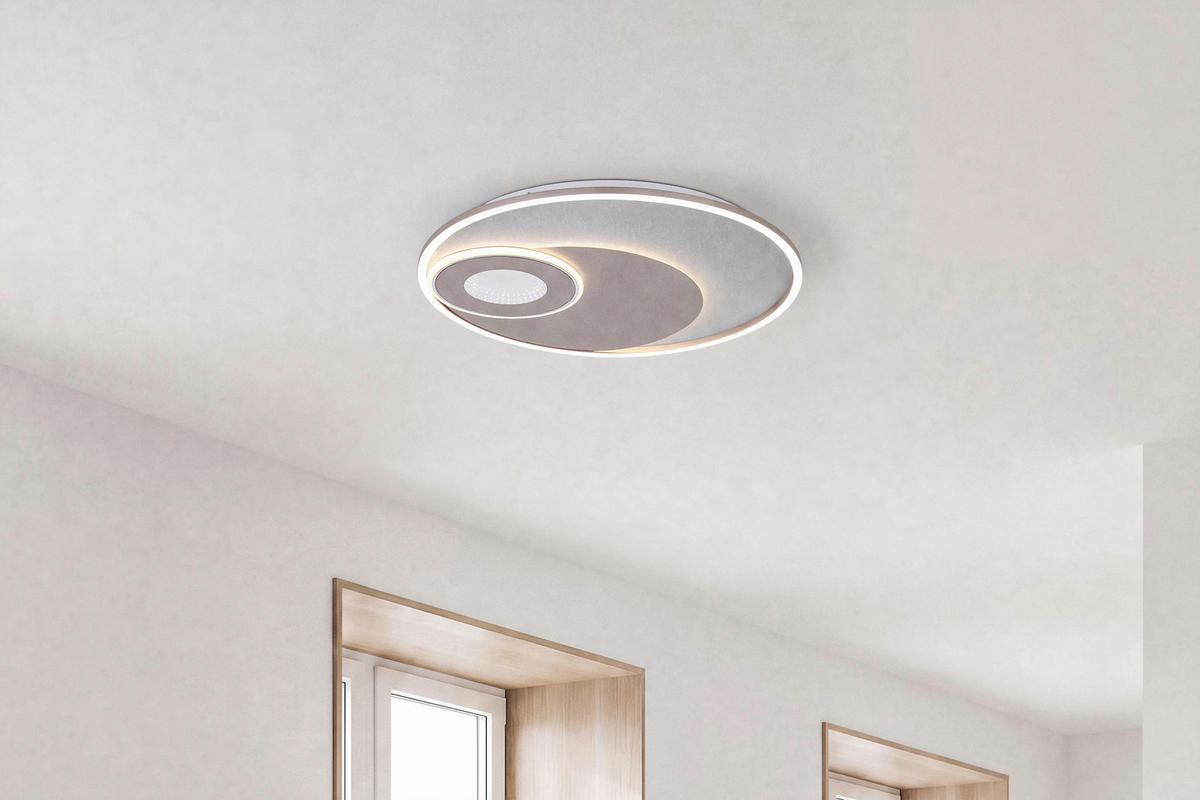 LED-DECKENLEUCHTE Erdut 50/5 cm   - Champagner/Silberfarben, Design, Kunststoff/Metall (50/5cm) - Novel