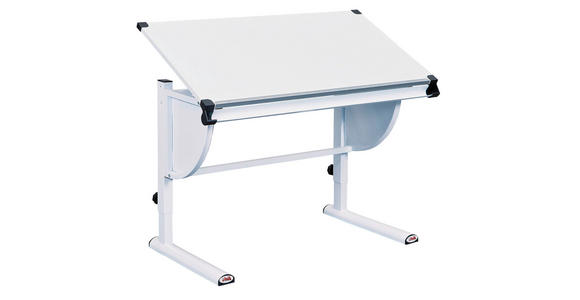 JUGENDSCHREIBTISCH 110/60/63-93 cm Weiß höhenverstellbar  - Weiß, KONVENTIONELL, Holzwerkstoff/Metall (110/60/63-93cm) - Xora