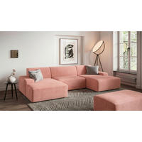 WOHNLANDSCHAFT Cord Pink  - Pink/Schwarz, Modern, Kunststoff/Textil (162/329/162cm) - Trendmanufaktur