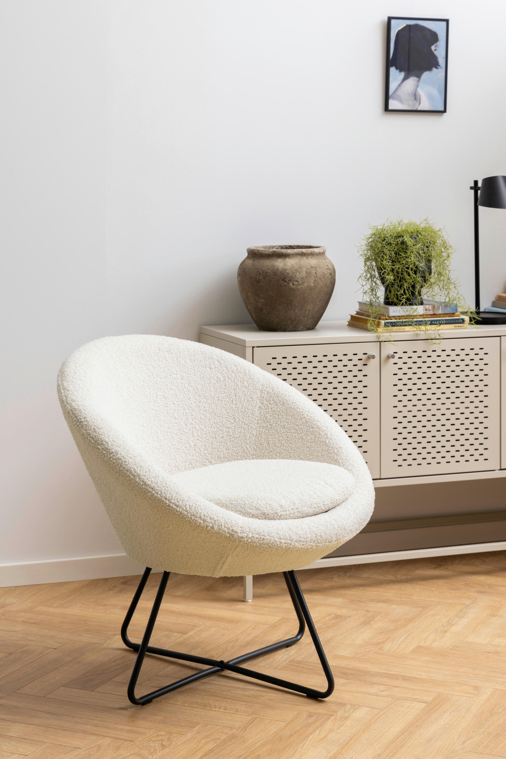 FOTELJA 82/81/71 cm , krem  - crna/krem, Dizajnerski, tekstil/metal (82/81/71cm) - Livetastic