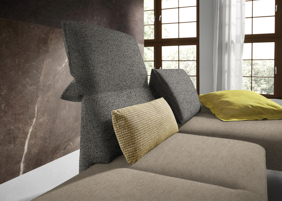 ECKSOFA in Flachgewebe Beige  - Chromfarben/Beige, Design, Holz/Textil (240/132cm) - Koinor