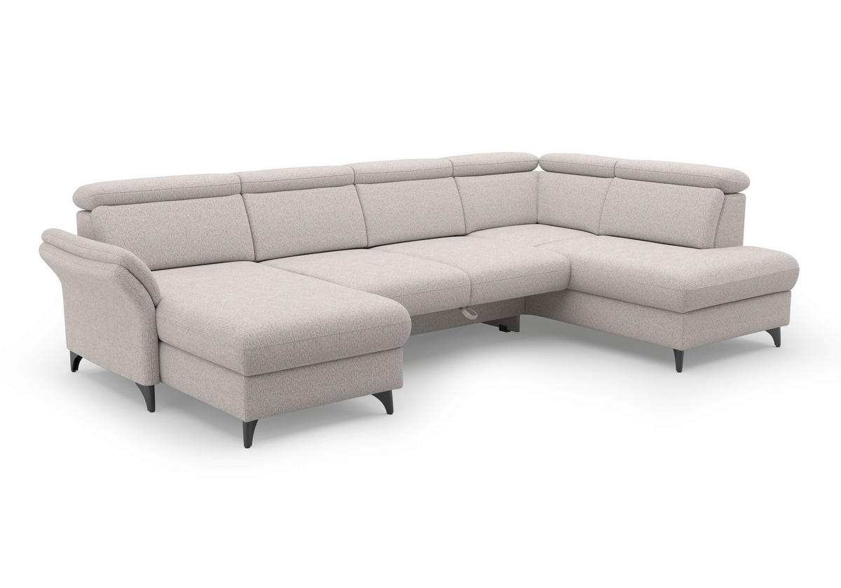 WOHNLANDSCHAFT Chenille Silberfarben  - Silberfarben/Schwarz, Konventionell, Textil/Metall (166/321/193cm) - Sit & More