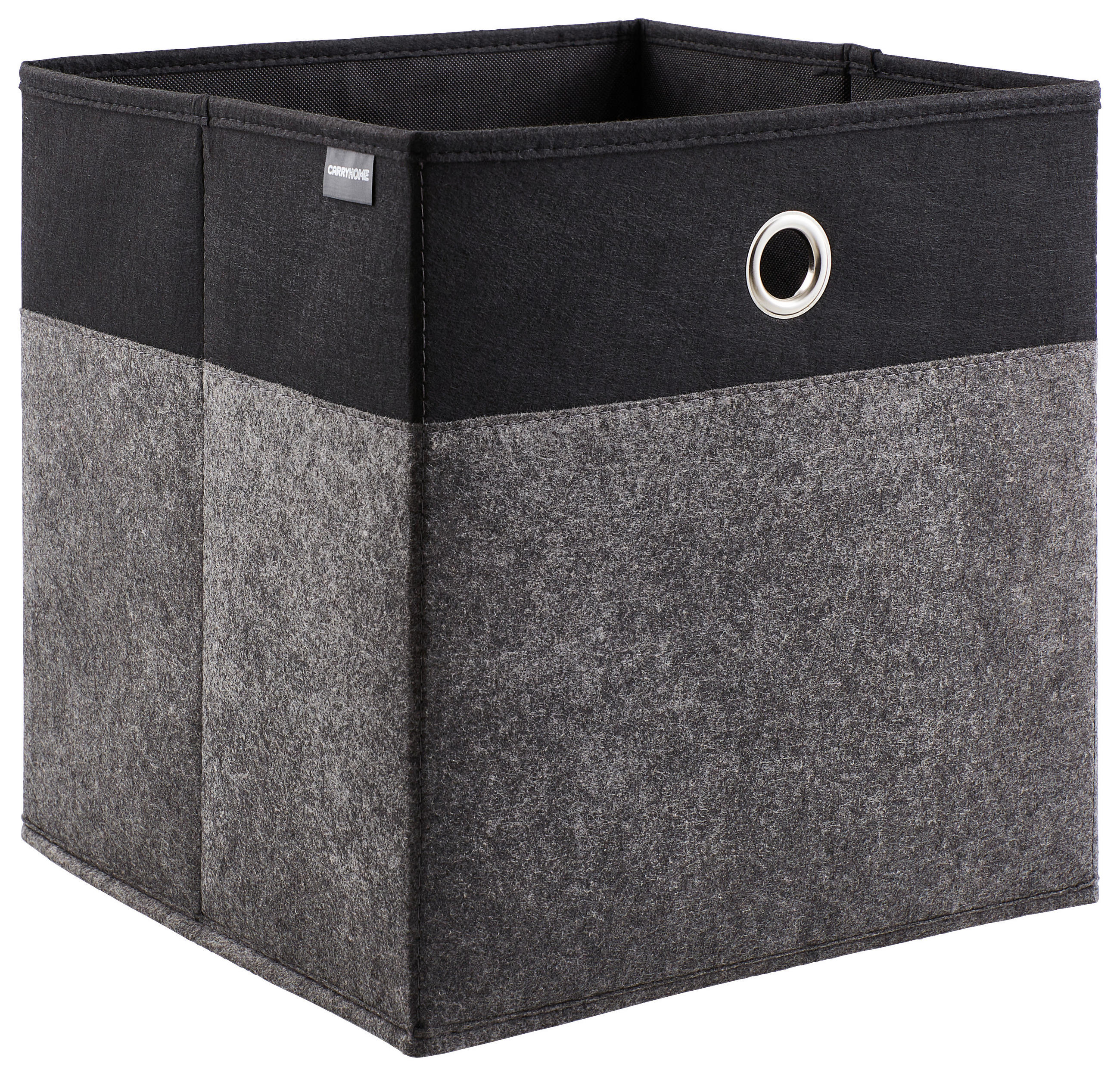 FALTBOX Metall, Textil, Karton Anthrazit, Schwarz  - Anthrazit/Schwarz, Design, Karton/Textil (32/32/32cm) - Carryhome