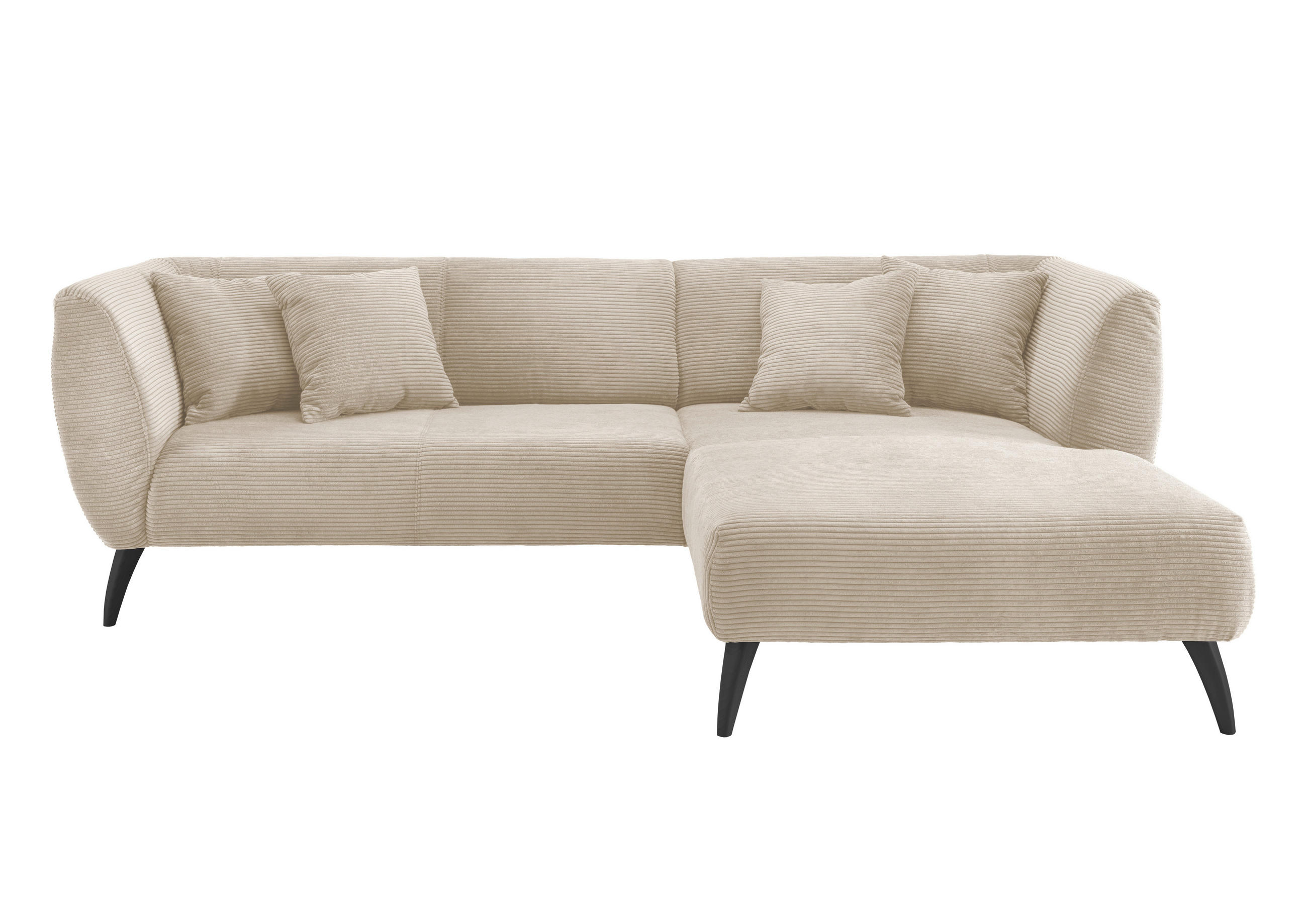 ECKSOFA Beige Cord  - Beige/Schwarz, MODERN, Holz/Textil (264/160cm) - MID.YOU