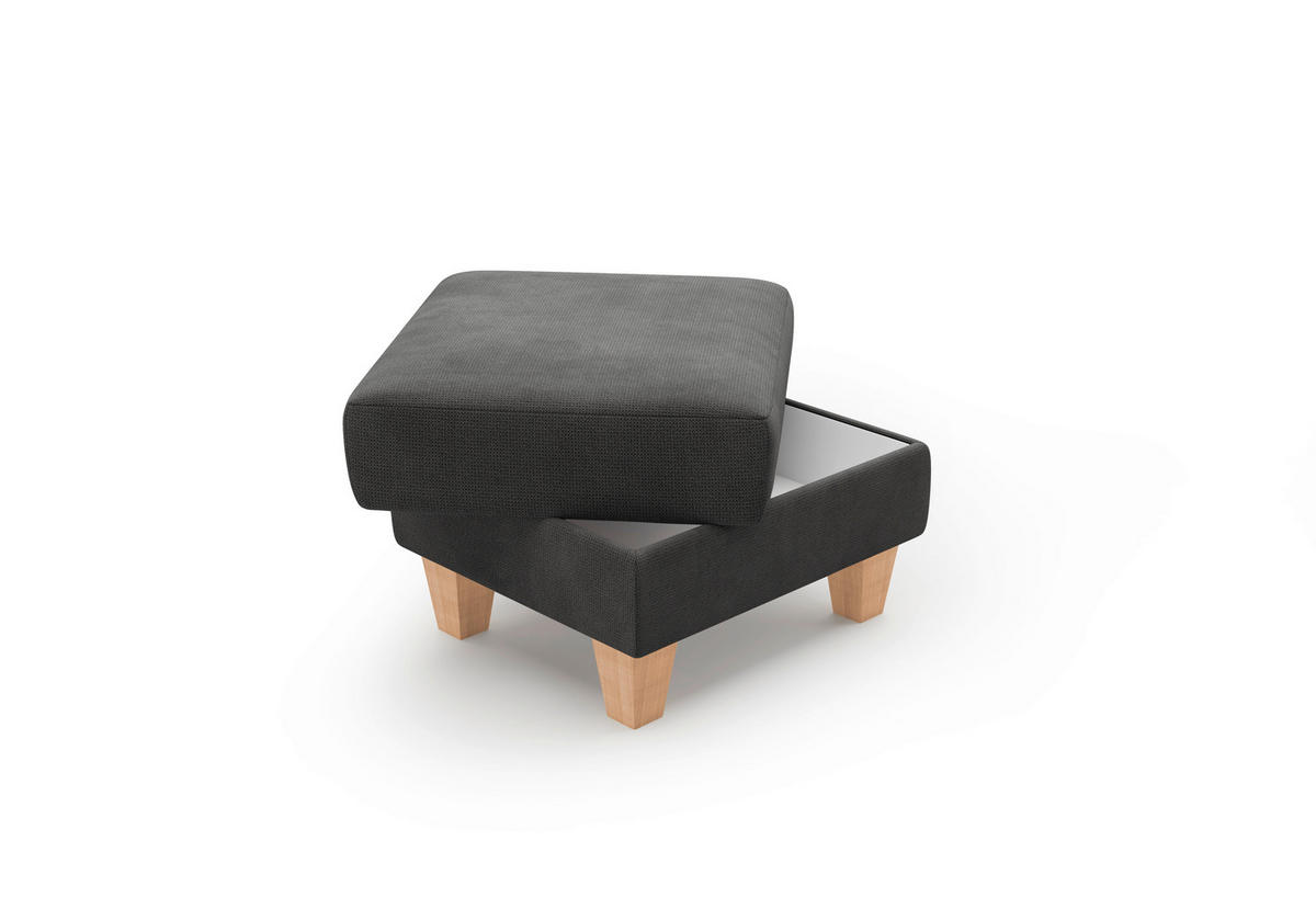 HOCKER in Textil Schwarz  - Eichefarben/Schwarz, KONVENTIONELL, Holz/Textil (58/48/58cm) - Sit & More