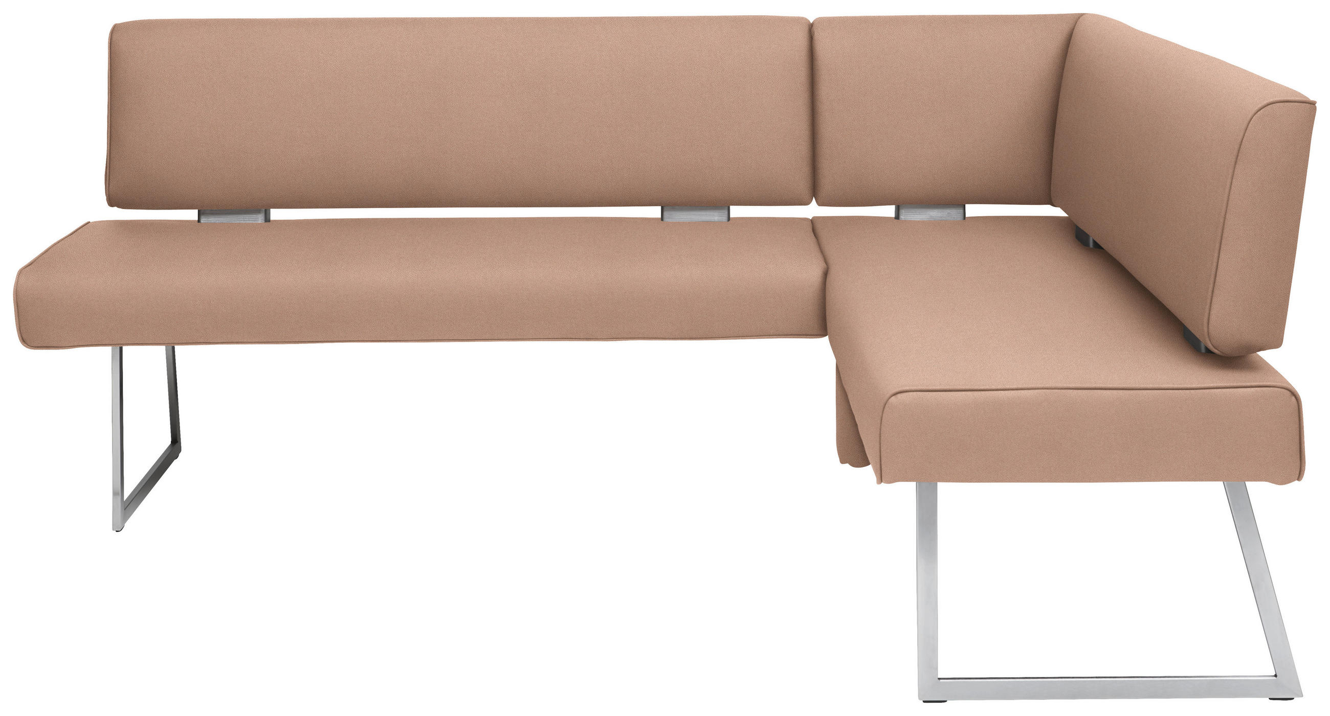 ECKBANK in Metall, Textil Edelstahlfarben, Sandfarben  - Sandfarben/Edelstahlfarben, Design, Textil/Metall (208/160cm) - Dieter Knoll