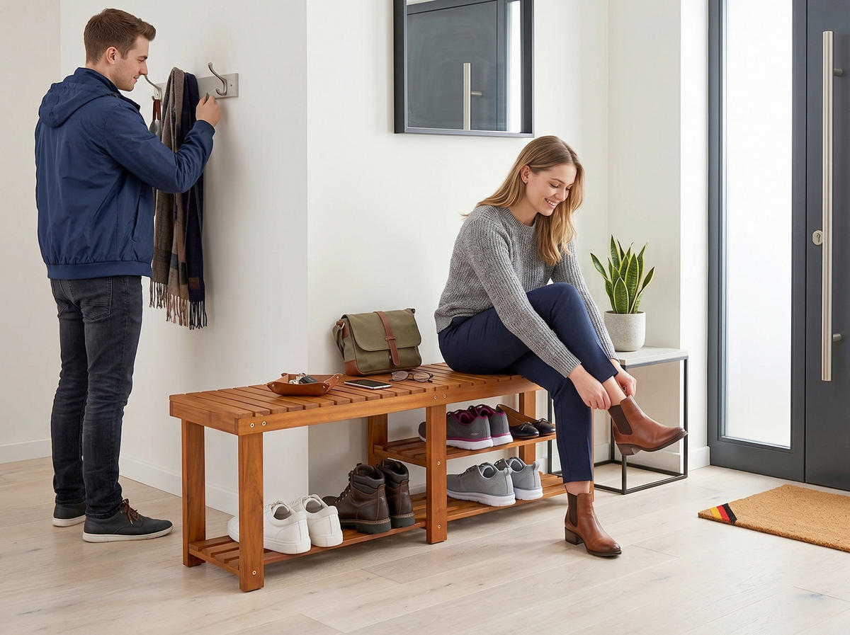 REGÁL NA BOTY, barvy akácie, akácie,  - barvy akácie, Basics, dřevo (70/33/46cm) - Prestige Home