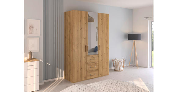 DREHTÜRENSCHRANK  in Eichefarben  - Eichefarben, Design, Glas/Holzwerkstoff (151/223/60cm) - Novel