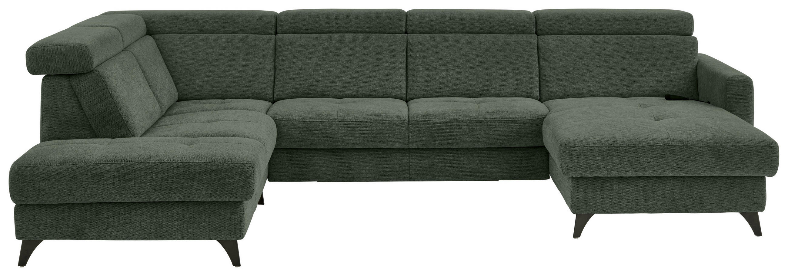 WOHNLANDSCHAFT Beldomo System Dunkelgrün Flachgewebe  - Dunkelgrün/Schwarz, KONVENTIONELL, Textil/Metall (215/333/174cm) - Beldomo System