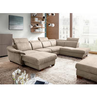 WOHNLANDSCHAFT Mikrofaser Taupe  - Taupe/Wengefarben, Design, Holz/Textil (238/347/273cm) - Livetastic