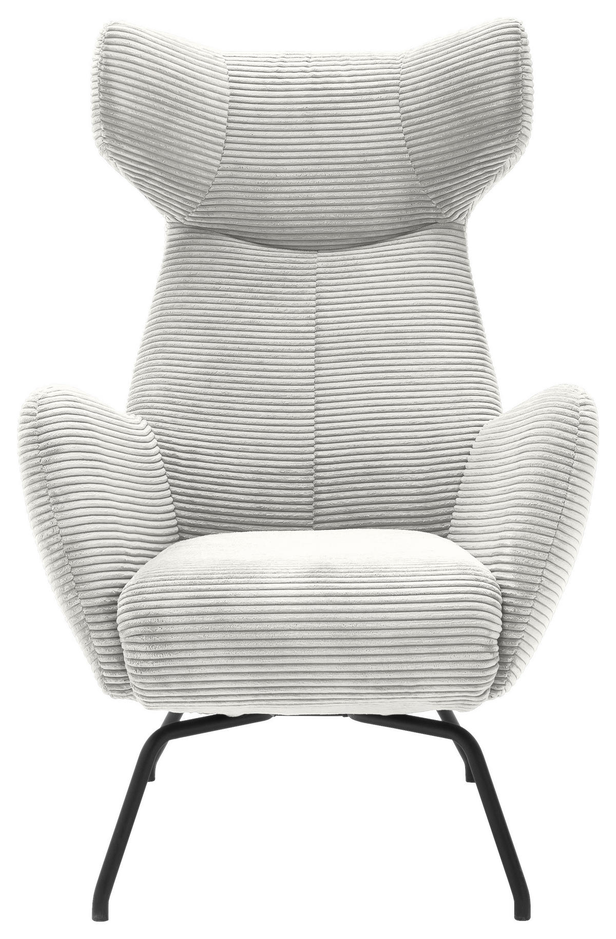 OHRENSESSEL in Cord Weiss  - Weiss/Schwarz, Design, Textil/Metall (79/117/82cm) - Lomoco
