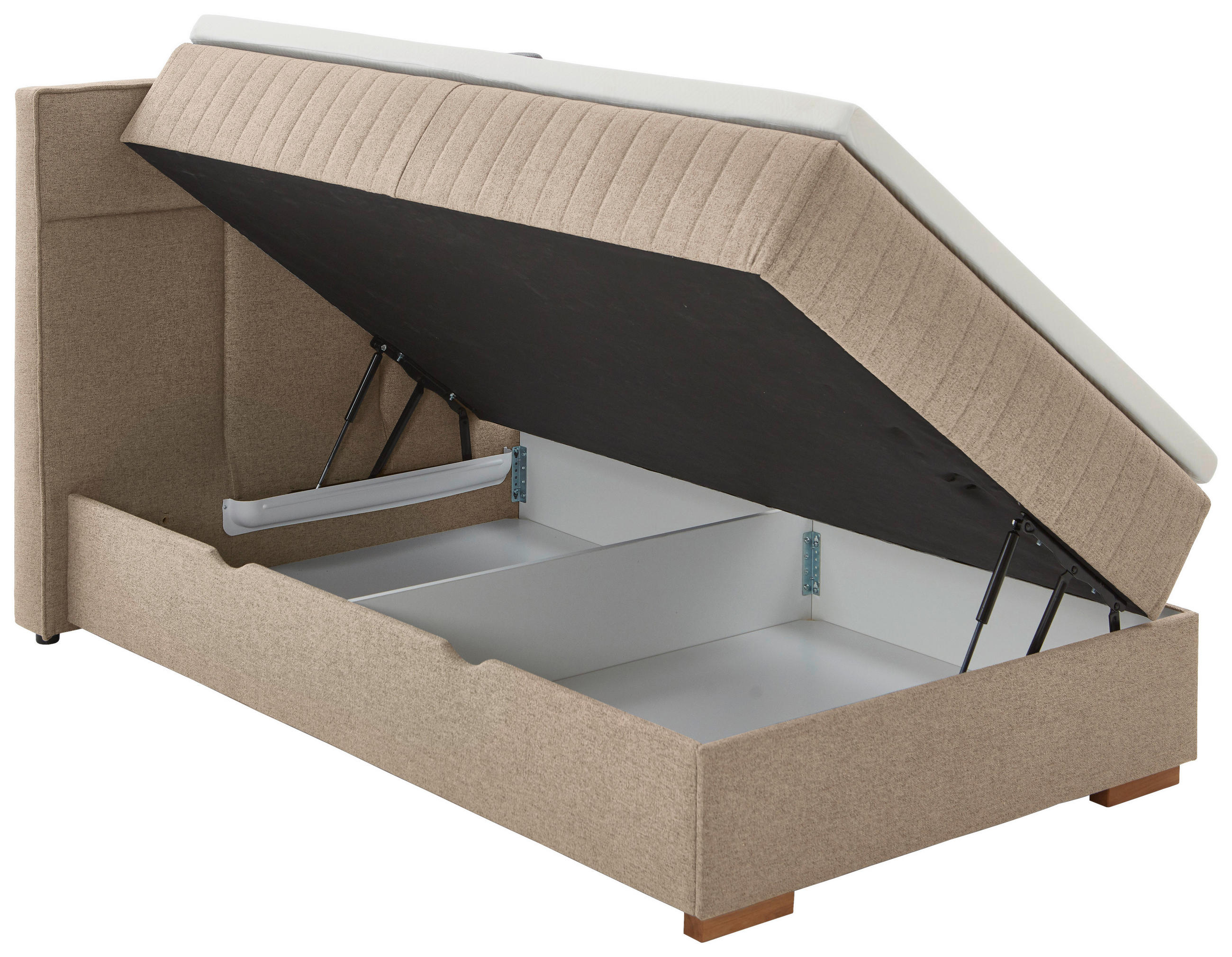 BOXSPRINGBETT 140/200 cm  in Taupe  - Taupe/Eichefarben, KONVENTIONELL, Holz/Textil (140/200cm) - Boxxx