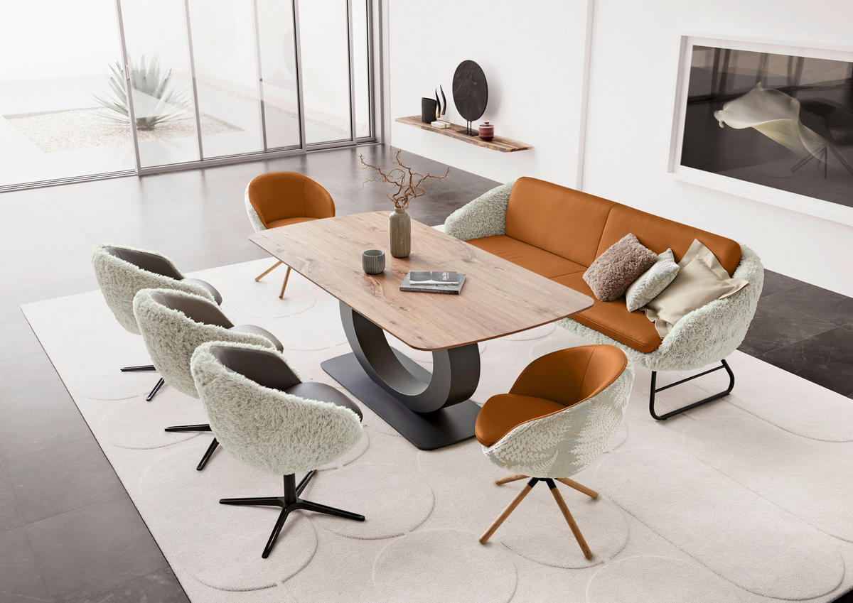 SITZBANK 219/87/78 cm  in Beige, Rostfarben  - Rostfarben/Beige, Design, Leder/Textil (219/87/78cm) - Koinor