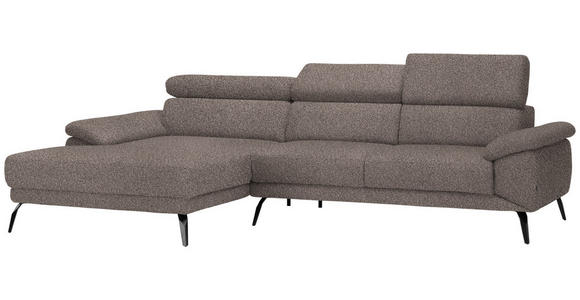 ECKSOFA in Velours Graubraun  - Graubraun/Schwarz, Design, Textil/Metall (187/295cm) - Novel