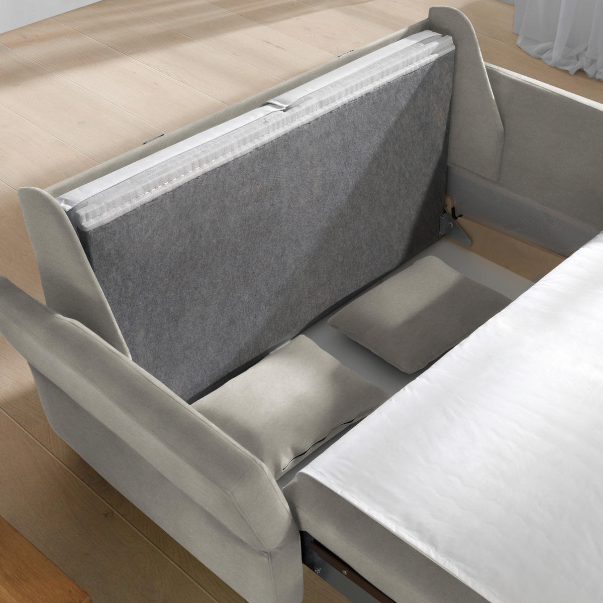 SCHLAFSOFA in Velours, beflockt Schlammfarben  - Schlammfarben/Alufarben, KONVENTIONELL, Kunststoff/Textil (170/88/91cm) - Sedda