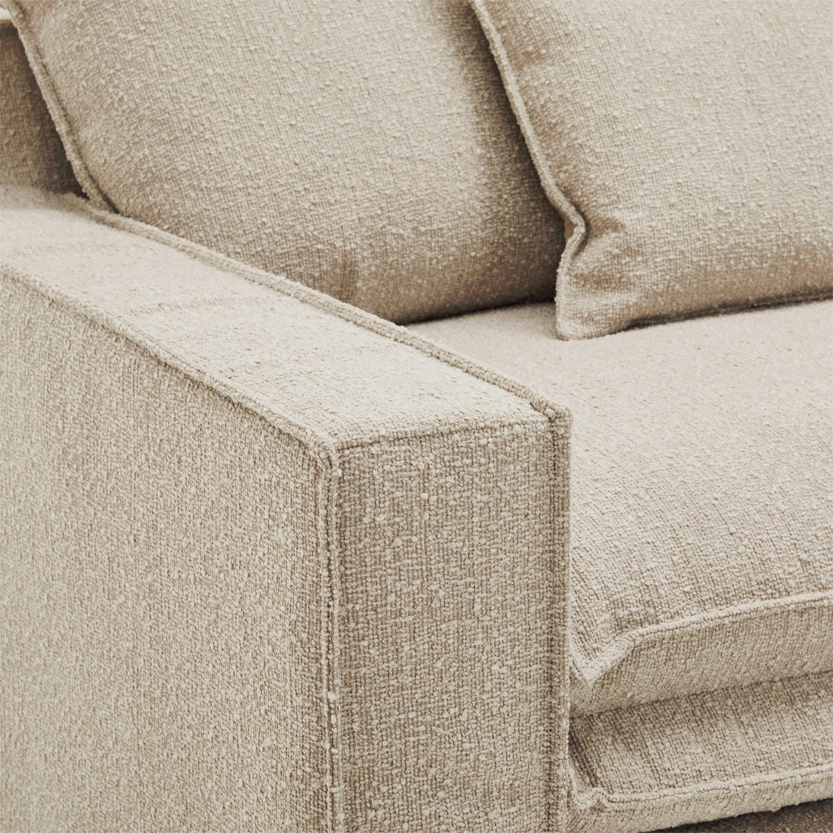 SESSEL Bouclé Beige    - Beige/Schwarz, Trend, Kunststoff/Textil (129/92/105cm) - Livetastic