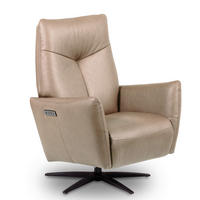 RELAXSESSEL Leder Hellgrau  - Hellgrau/Schwarz, Design, Leder/Metall (76/107/88cm) - Livetastic