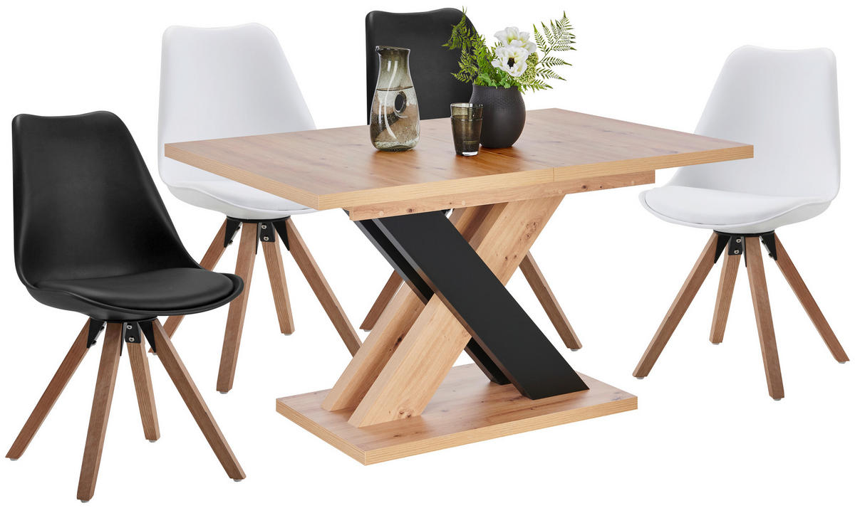 ÉTKEZŐASZTAL - fekete/Artisan tölgy, Design, faalapú anyag (140-180/90/76cm) - Carryhome