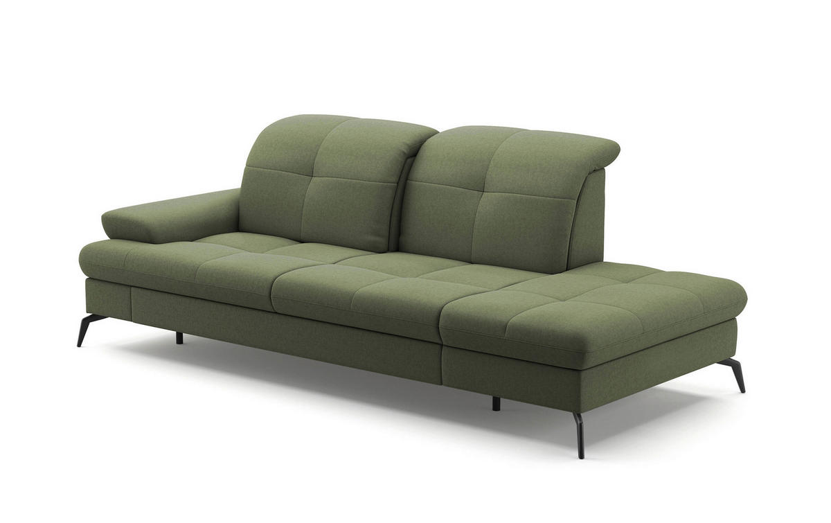 RÉCAMIERE in Flachgewebe Olivgrün  - Schwarz/Olivgrün, Konventionell, Textil/Metall (231/90/122cm) - Sit & More