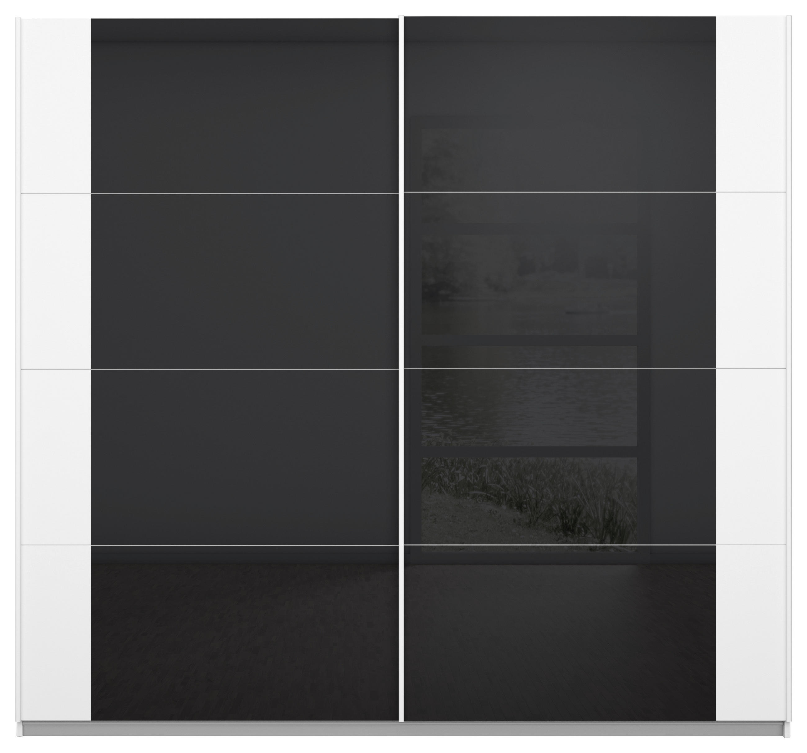 SCHWEBETÜRENSCHRANK 226/210/62 cm 2-türig Anthrazit, Weiß  - Anthrazit/Weiß, MODERN, Glas/Holzwerkstoff (226/210/62cm) - Rauch Möbel