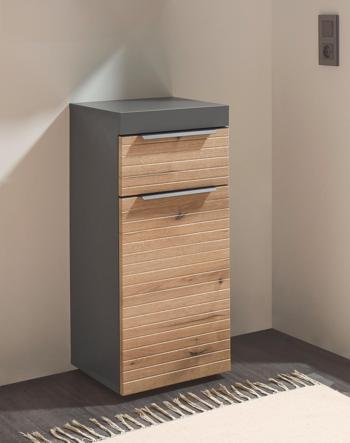 MIDISCHRANK 36/79/31 cm  - Eichefarben/Schwarz, Basics, Holzwerkstoff/Kunststoff (36/79/31cm) - MID.YOU
