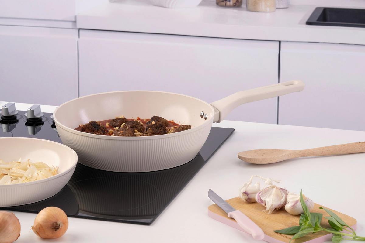 BRATPFANNE Pamela Reif Serie SHELL Keramikbeschichtung 28 cm  - Beigebraun, Basics, Metall (28cm) - Fackelmann