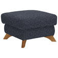 HOCKER Bouclé Dunkelblau  - Eichefarben/Dunkelblau, MODERN, Holz/Textil (65/47/65cm) - Valnatura