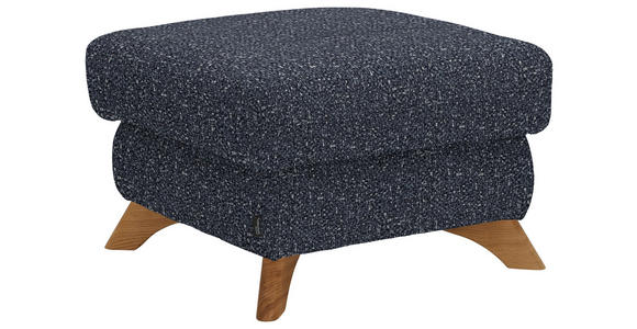 HOCKER Bouclé Dunkelblau - Eichefarben/Dunkelblau, MODERN, Holz/Textil (65/47/65cm) - Valnatura