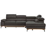 ECKSOFA in Lederlook Grau  - Schwarz/Grau, Natur, Holz/Textil (282/226cm) - Novel