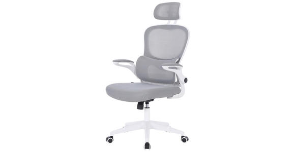 DREHSTUHL in Netzbespannung Grau, Weiß - Weiß/Grau, KONVENTIONELL, Kunststoff/Textil (63,5/122-132/66cm) - Carryhome