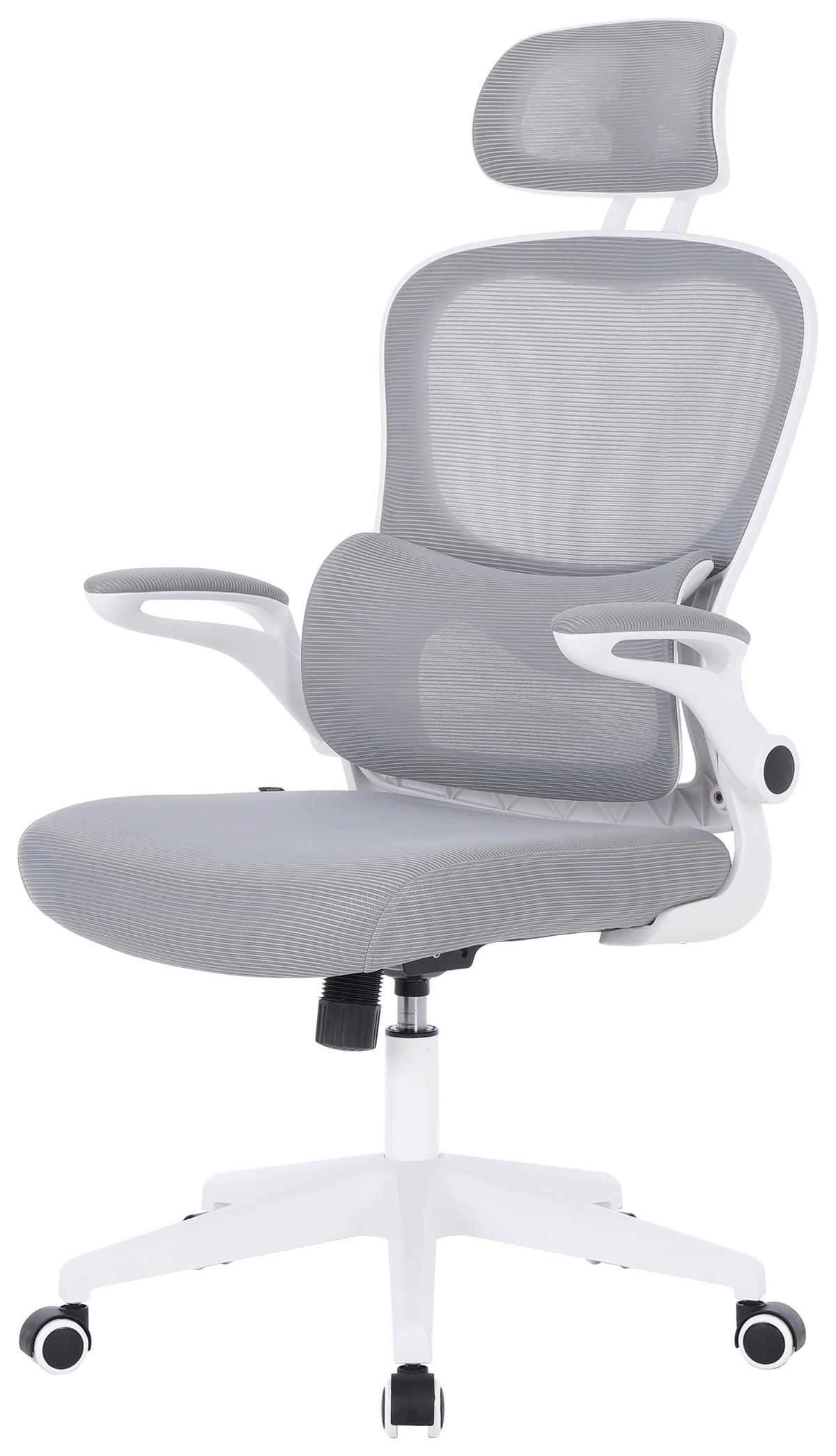 OTOČNÁ ŽIDLE, síťovina, šedá, bílá - šedá/bílá, Konvenční, kov/textil (63,5/122-132/66cm) - Carryhome