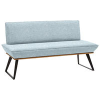 SITZBANK in Holz, Metall, Textil Schwarz, Eichefarben, Hellblau  - Eichefarben/Schwarz, Design, Holz/Textil (160/87/64cm) - Voleo