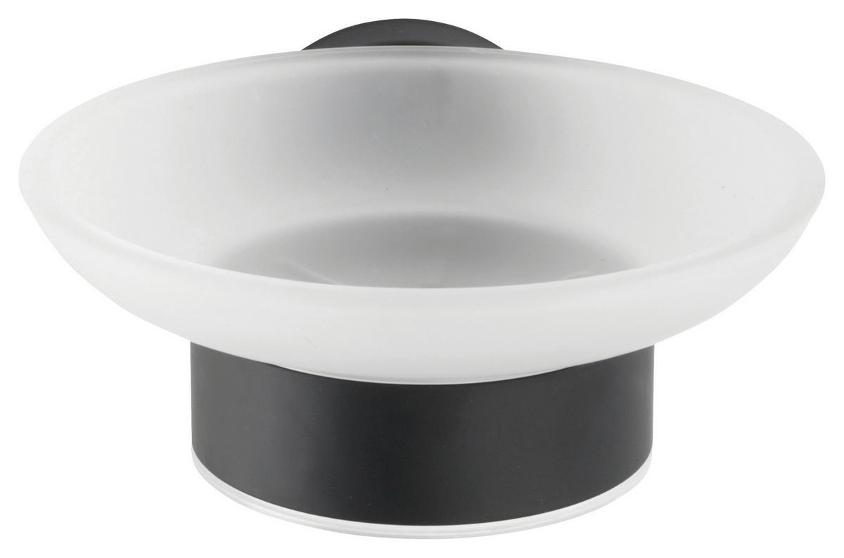 SEIFENSCHALE - Transparent/Schwarz, Basics, Glas/Metall (11/5,5/13cm) - Wenko