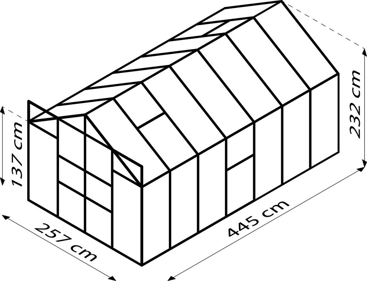 GEWÄCHSHAUSBAUSATZ - Grün, Basics, Kunststoff/Metall (257/231,8/445cm)